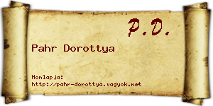 Pahr Dorottya névjegykártya